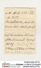 Etiketten zu Beryll (Smaragd) (NHMW-MIN-Af770)